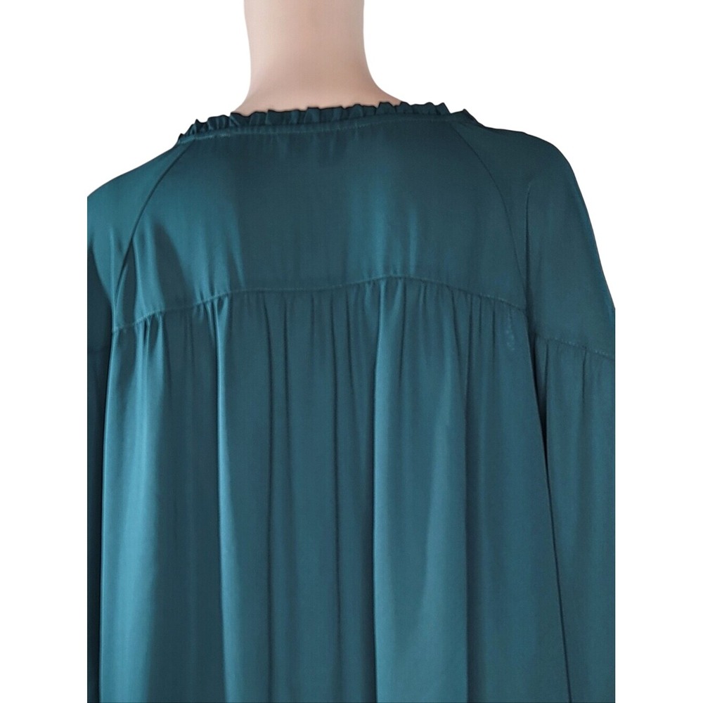 Zac & Rachel Teal Lace-Trim Peasant Boho Blouse - Picture 7 of 13